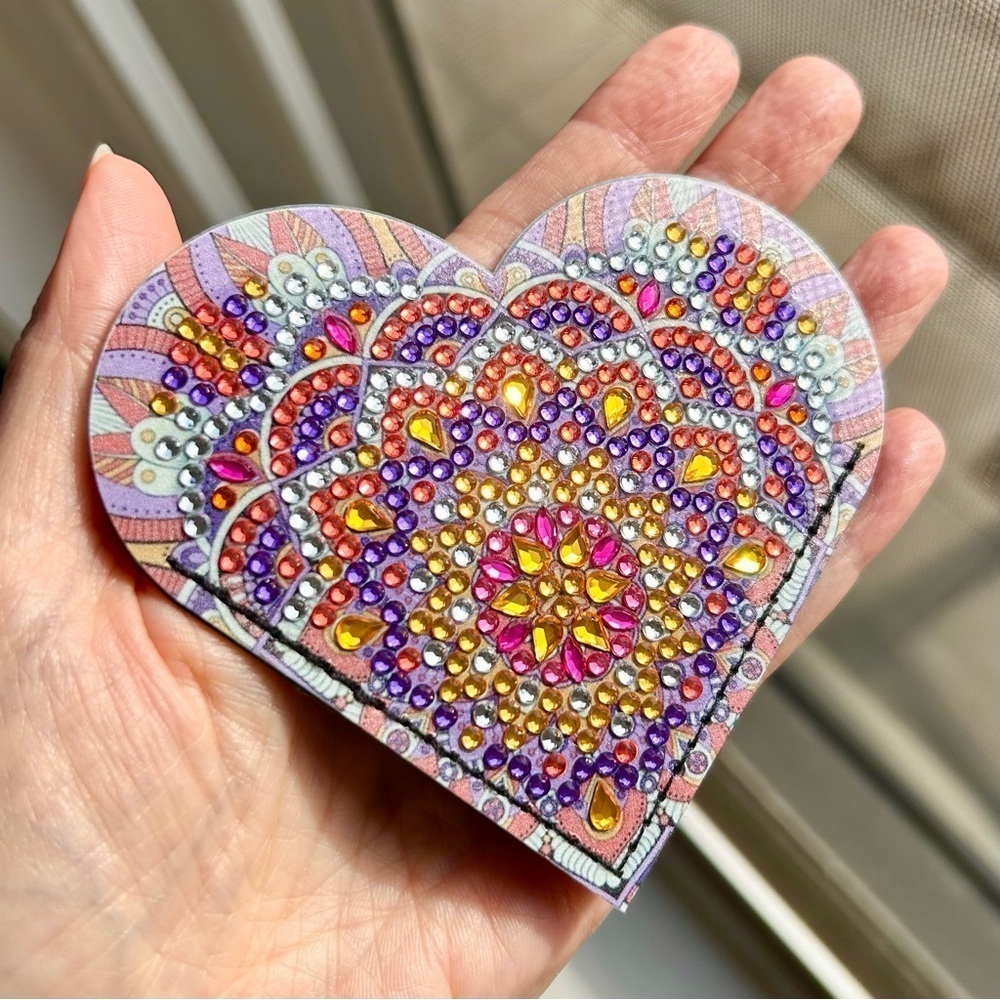 Diamond Art HEART 05 Corner Bookmark, Colorful, Sparkly (PURPLE, GOLD)